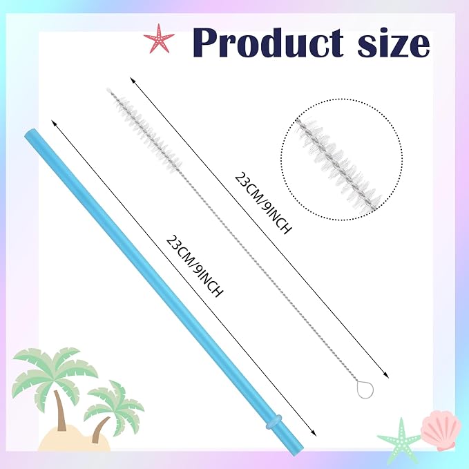 Jovitec 50 Pieces Plastic Straws Reusable for Tumblers Mason Jars Milkshakes Smoothies Reusable Hard Plastic Drinking Straws with Cleaning Brush(9 Inch,Morandi)