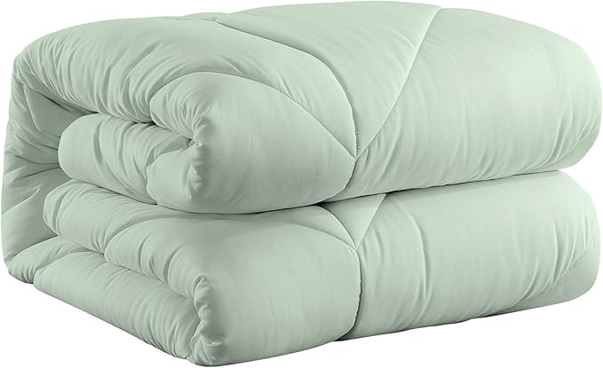Feather and Loom Chevron Stitch Down Alternative All Seasons Comforter - Soft and Easy Care Microfiber Cover, Hypoallergenic High Loft Fiber Fill, Machine Washable Color: Dewkist Size: King