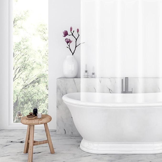 Shower Curtain Liner - Heavy Duty 6 Guage PEVA - Built in 3 Weighted Magnets - 12 Aluminium Grommets (2, Frosted, 72" x 72")