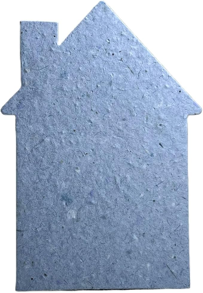 Of The Earth Handmade Paper - Wildflower Seed Paper House Shaped Cards - w/Seeds & Petals - 5" x 7" - Set of 8 - Guides & Envelopes Included (34s Blue Lotka)