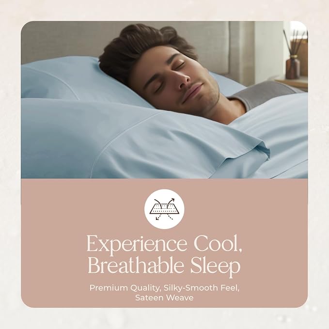 100% Organic Cotton Pillow Cases King Size Set of 2-100% Cotton Pillowcases GOTS Certified 300 Thread Count - Naturally Cooling Comfortable Breathable & Soft Pillow Cases (Powder Blue, King)