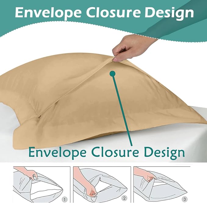 2 Pack Euro Pillow Shams 24x24 – 600 Thread Count 100% Organic Cotton Taupe Square Pillow Covers with 2 Inch Flange, Soft & Smooth Premium Hotel-Quality Pillowcases Set of 2