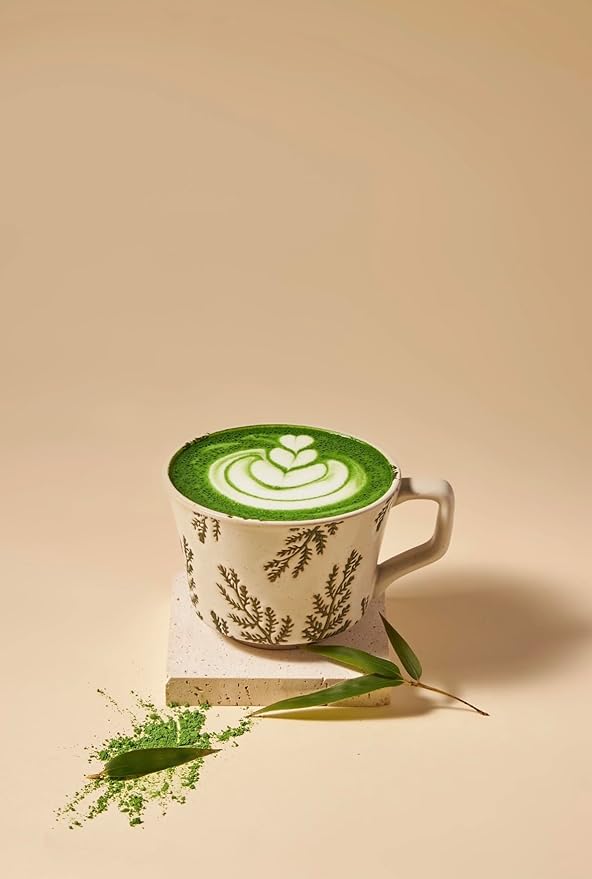 Handmade Ceramic Coffee Mug with Handle for Tea Latte,12 oz. Microwave Dishwasher Cup, Art Gifts Green Plant Leaf Mug, Cup for Coffee, Tea & Hot Chocolate, Cypress Leaves