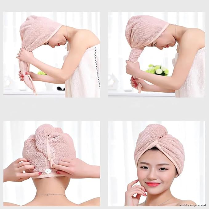 3 Pack Microfiber Hair Towel Wrap, Multi Color Red Yellow Pink Quick Dry Hair Turban for Women,Super Absorbent Soft Hair Drying Cap for Long Thick Curly Hair, Shower Bath Travel Hair Wrap