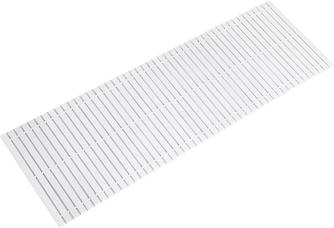Bath Mat Bathroom Runner Long Large Rugs Floor Wood Shower Bathtub Waterproof Non Slip Accessories 16x48 Inch Easy to Clean, White, 1 pc