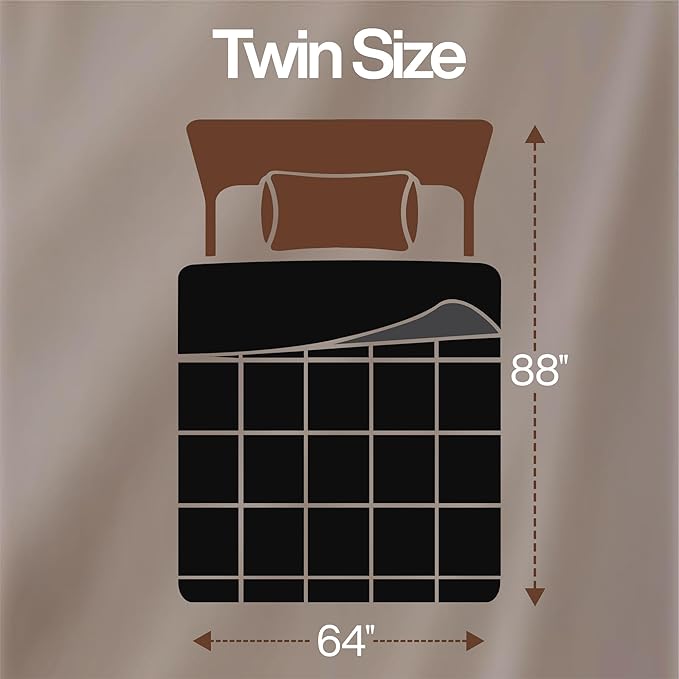 Utopia Bedding Twin Comforter Duvet Insert, Reversible Black/Grey Quilted Comforter with Corner Tabs, Box Stitched Down Alternative Comforters Twin Size 64 x 88 inches