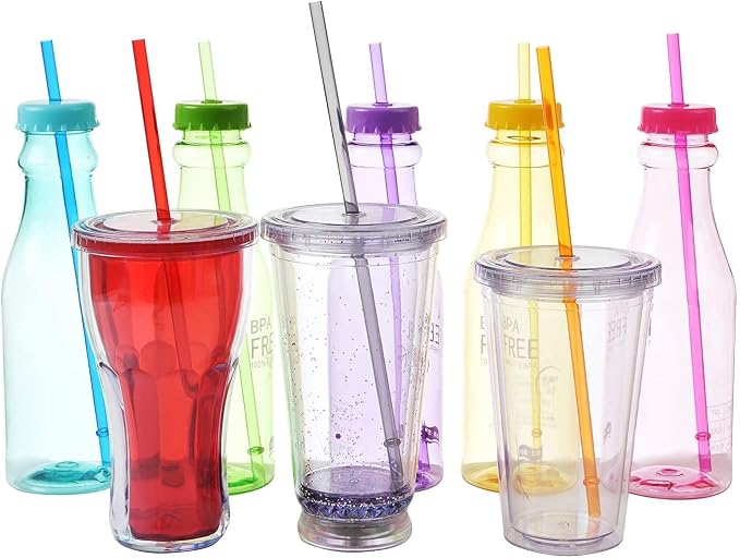 ALINK 35-Pack Tritan Hard Plastic Reusable Straws with Cleaning Brush, 10.5 in Long Thick Unbreakable Straws for 30 OZ Tumblers, Mason Jar, Yeti, Tervis