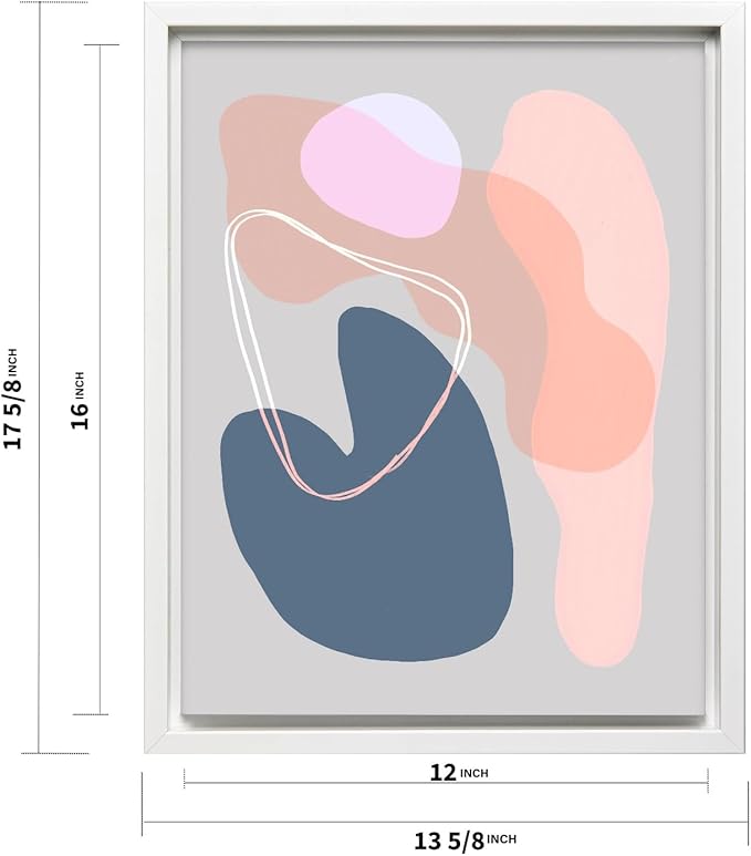 Monem Art Abstract Organic Shapes Print - Minimal Scandinavian Line Art Poster - Wall Decor for Living Room, Bedroom or Office - 12x16 White Framed CANVAS Wall Art by Mareike Bohmer