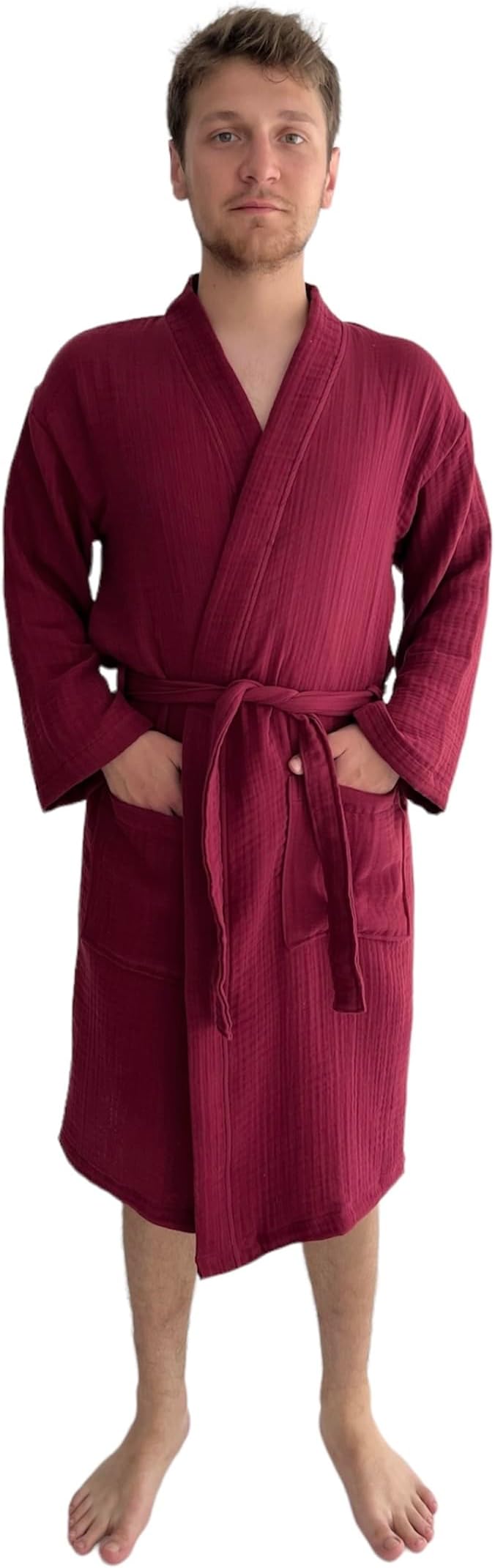 Muslin Bathrobe - Cotton Gauze Robe for Women and Men - Lightweight Breathable Summer Kimono - Boho Spa/Maternity Robe
