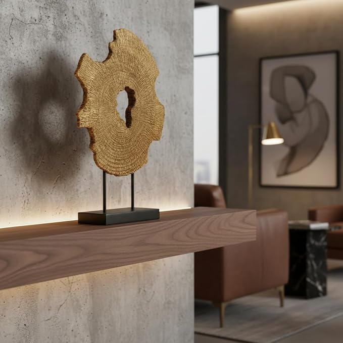 Modern Abstract Decorative Sculpture, Dining Living Room Desk Decor,Geometric Home Decor Statues,Shelf Top Decor Aesthetics, Wood Grain