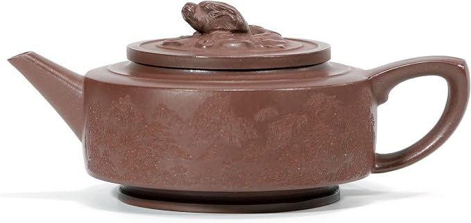 Zisha Teapot, Chinese Yixing Clay Handmade Tea Pot 10 Oz, Infuse Brew Kung Fu Loose Leaf Tea Maker (Panlong,Zini Purple Clay)