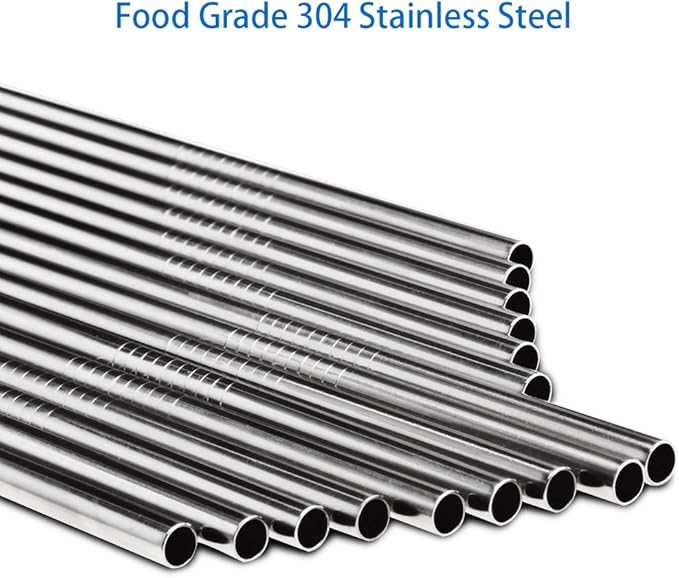 [24 PCS] Extra Long 10.4 inch Value Pack Reusable Stainless Steel Straws Combinations, Tomorotec Metal Straw Sets with Cleaning Brushes, 12 Straight 12 Bent For Tumblers Beverage Drinks Cocktail