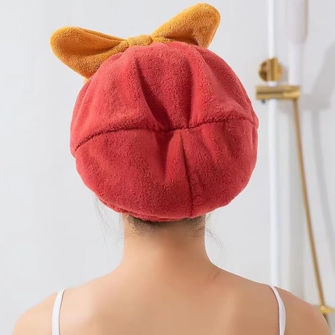 4 Pcs Hair Turban Wraps Super Absorbent Hair Towel Wraps Cute Microfiber Hair Drying Towel Caps with Bow Knot for Women Girls