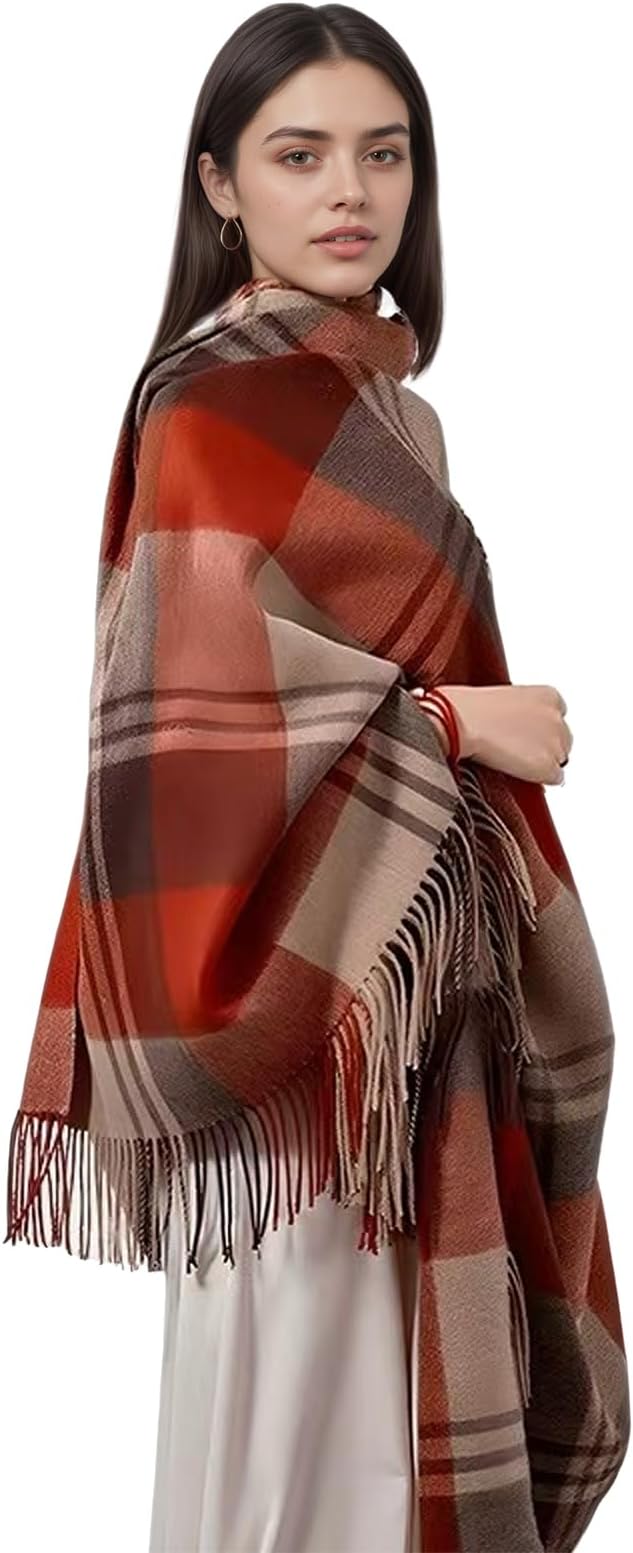 100% Wool Blanket Throw,Burgundy Plaid Wool Blanket with Compact Bag,Rustic Soft Lightweight Blanket for Couch,Sofa,Bed & Lounging Decoration,Travel Blanket for Home, Airplane,Ideal Gifts 55"x83"