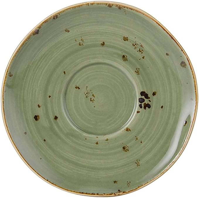 Tuxton Artisan Geode Geode Olive Reactive Natural 6-3/8-Inch Saucer, Case of 24, Green; Scratch Resistant; Chip Resistant; Lead & Cadmium Free; Dishwasher, Microwave, Oven Safe