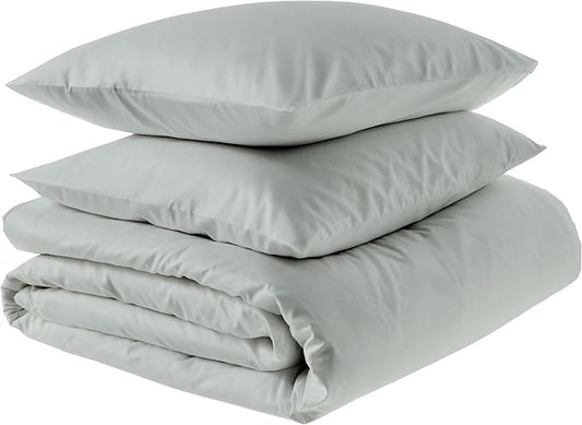 Amazon Aware 100% Organic Cotton 300 Thread Count Duvet Cover Set - Sage Green, Full/Queen