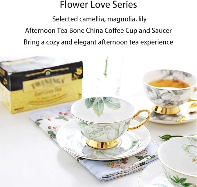 Tea Cup and Saucer Set,Coffee Ceramic Afternoon Water Juice Milk Home Office Hanging Ear