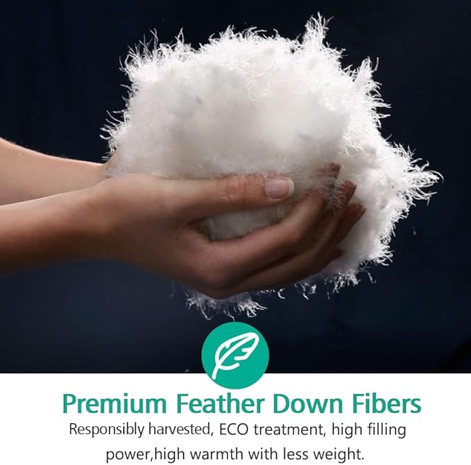 APSMILE Lightweight Down Feather Fibers Comforter Oversized King, Cooling Duvet Insert for Warm Weather -100% Organic Cotton, High Fill Power Down Fibers Quilt Thin Summer Duvet (Ivory White, 120x98)