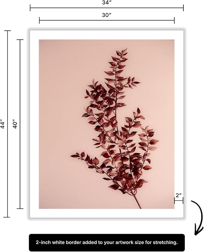 Monem Art Dried Red Botanical Branch Print - Minimalist Boho Nature Poster - Wall Decor for Living Room, Bedroom or Office - 30x40 ROLLED CANVAS Wall Art by Mareike Bohmer