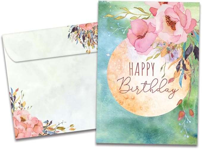 Tree-Free Greetings - Birthday Card - Artful Designs - 1 Card + Matching Envelope - Made in USA - 100% Recycled Paper - 5 x 7 - Joy and Possibility (GO65332)