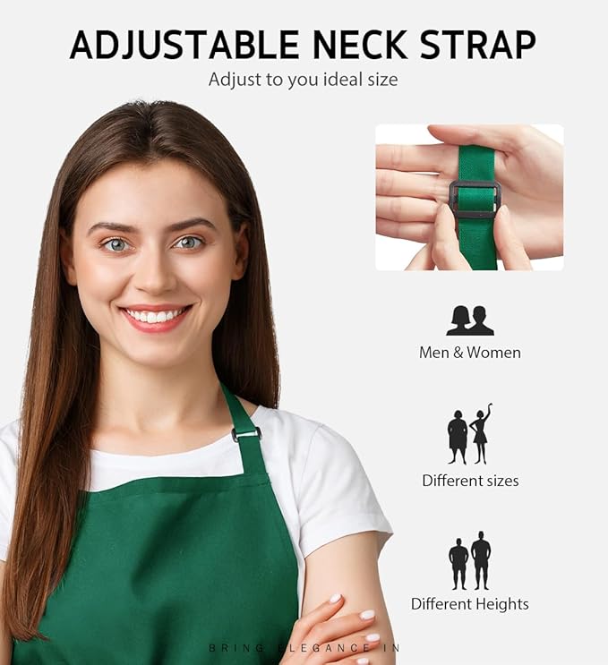 Syntus Apron for Men Women, Adjustable Cooking Kitchen Chef Aprons with 2 Pockets