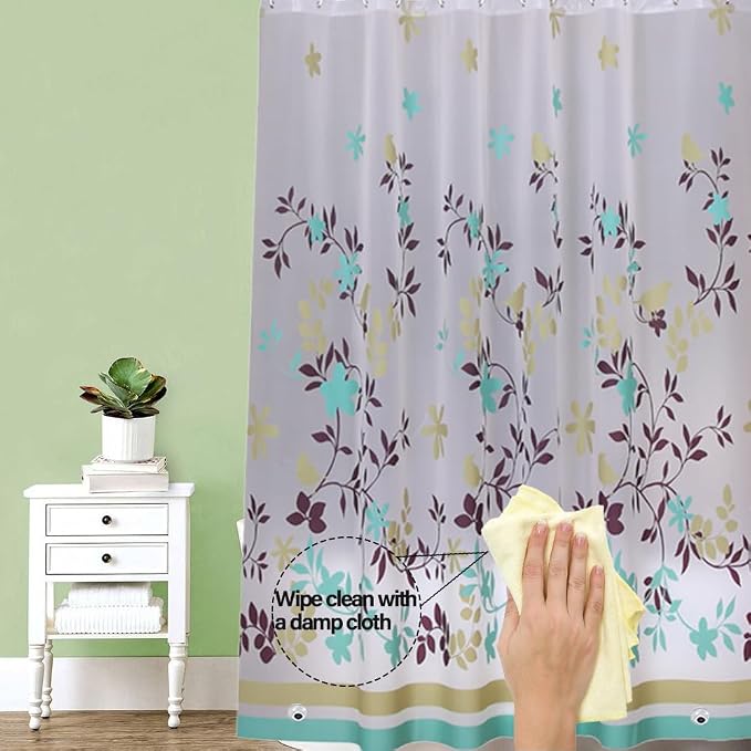Plastic Shower Liner - Premium PEVA 4G Shower Curtain Liner with Rustproof Grommets and 3 Weighted Magnets, Waterproof Shower Curtains for Bathroom (Coffee Tree)
