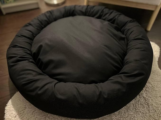 Organic Cotton Canvas Dog Bed: Removable Cover, Natural Fill - Made in USA (Black, XX Large 50" x 8" inches)