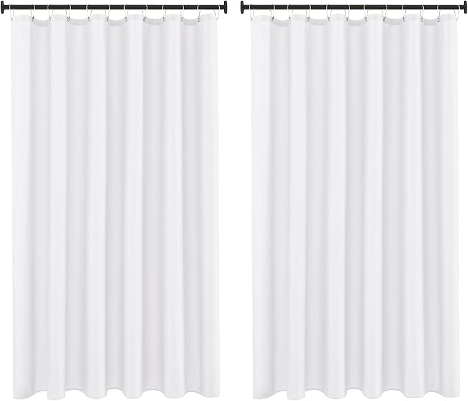 Biscaynebay Fabric Shower Curtain Liner 72x72 Inch-2 Packs White Water Resistant Bathroom Curtains-Hotel Soild Polyester Shower Liners Washable with Magnets