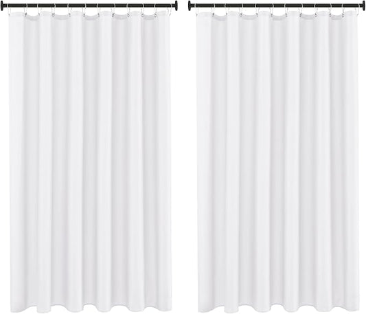Biscaynebay Fabric Shower Curtain Liner 72x72 Inch-2 Packs White Water Resistant Bathroom Curtains-Hotel Soild Polyester Shower Liners Washable with Magnets