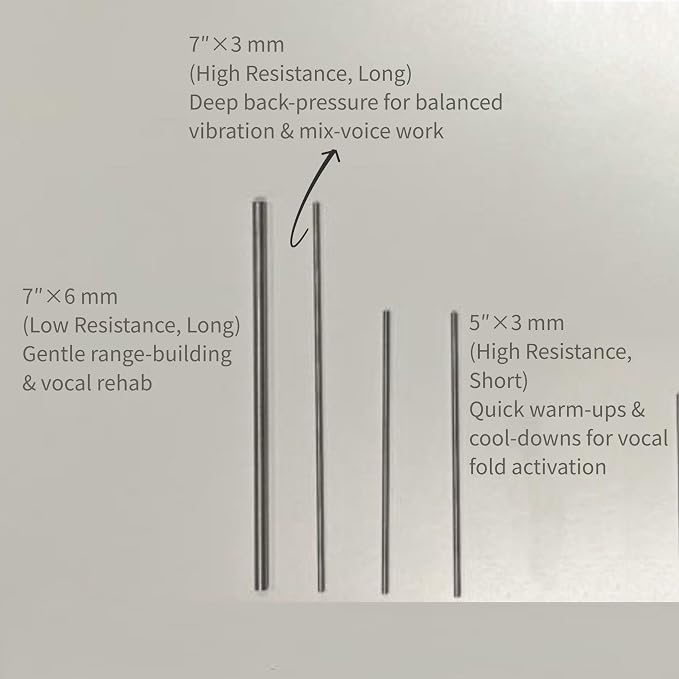 Singing Straws for Vocal Training Kit, Vocal Straw Set - 4 Voice Straws (2×5″×3 mm, 1×7″×3 mm, 1×7″×6 mm) with Cleaning Brush & Bamboo Carry Tube – Portable Vocal Trainer for Singing