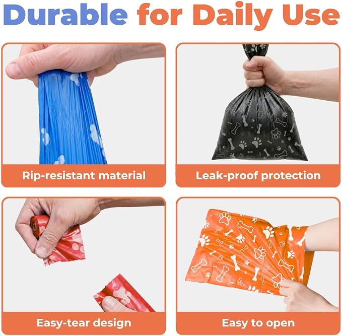 Best Pet Supplies Dog Poop Bags for Waste Refuse Cleanup, Doggy Roll Replacements for Outdoor Puppy Walking and Travel, Leak Proof and Tear Resistant, Thick Plastic - Assorted, 150 Bags