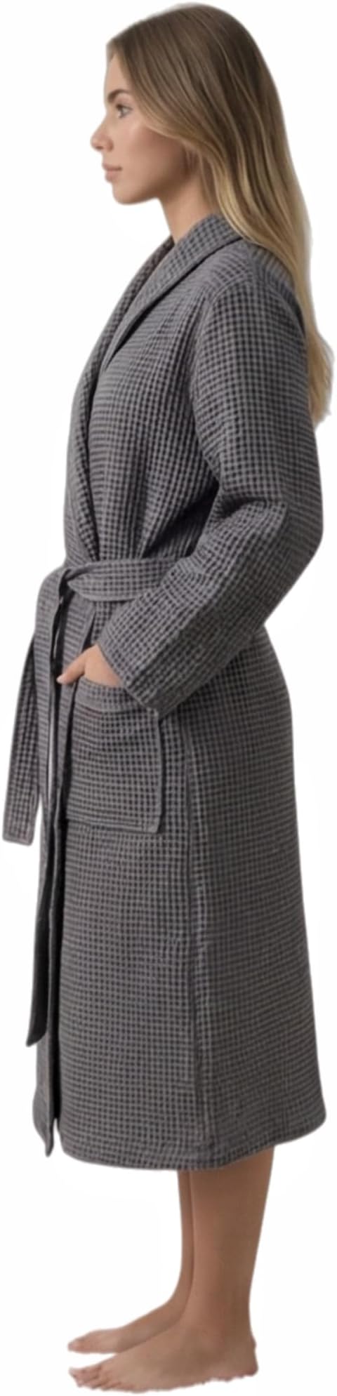 Women's Turkish Waffle Robe, Lightweight Cotton Long Bathrobe for Women
