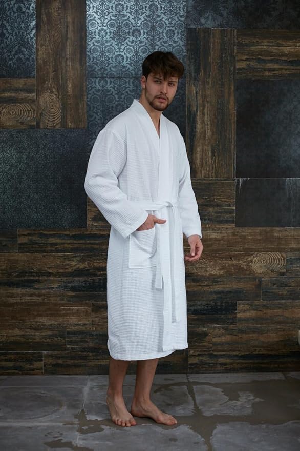 BAGNO MILANO Mens Robes, Waffle Robes For Men, Turkish Cotton Mens Bathrobes