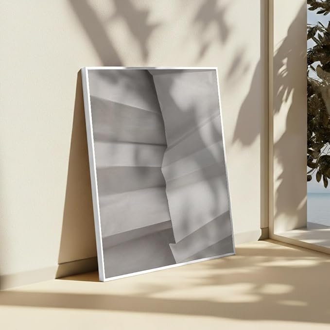 Monem Art Minimalist Folded Paper Texture Print - Neutral Abstract Modern Art Poster - Wall Decor for Living Room, Bedroom or Office - 16x20 White Framed CANVAS Wall Art by Mareike Bohmer