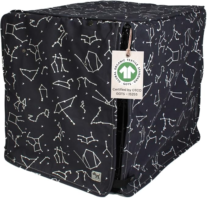 Molly Mutt Rocketman Dog Crate Cover, 100% Cotton Canvas Cover with 2 Roll-Up Panels, Ideal for Dog or Cat Crate, Durable, Washable, and Free of Harmful Chemicals, 30" x 21" x 24"