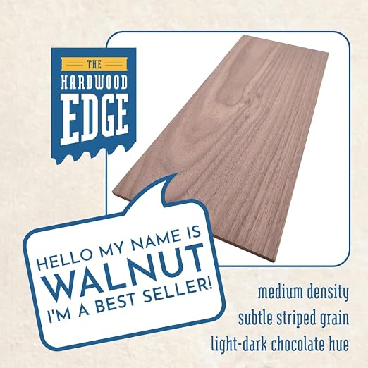 Walnut Hardwood Planks - Walnut Wood for Unfinished Wood Crafts - 1/4’’ (6mm) 100% Pure Hardwood - Laser Engraving Blanks - Hardwood Planks for Crafts (1/4″ x 4 1/2″ x 18″, 8)