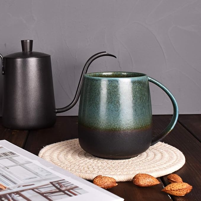 Bosmarlin Matte Ceramic Coffee Mug, Tea Cup for Office and Home, 13 oz, Dishwasher and Microwave Safe, 1 Pack (Forest night)