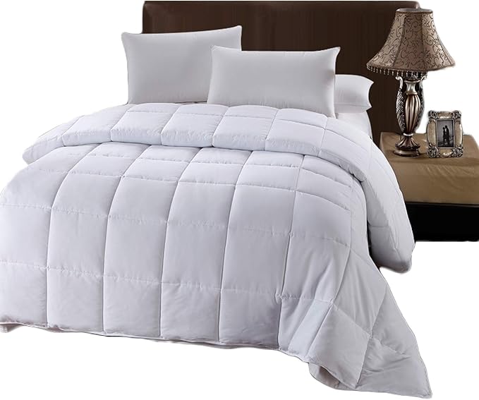Royal Hotel Bedding White Down Alternative Queen Comforter with Corner Tabs - Hypoallergenic All-Season Plush Hotel Style Comforter, Duvet Insert Queen-Size