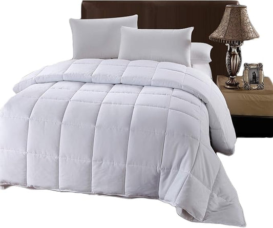 Royal Hotel Bedding White Down Alternative Queen Comforter with Corner Tabs - Hypoallergenic All-Season Plush Hotel Style Comforter, Duvet Insert Oversized Queen 92x98