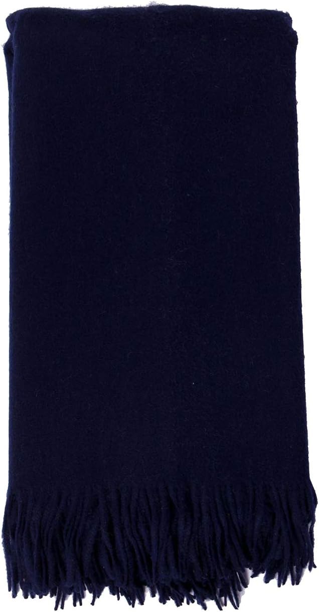 Alashan 95% Merino 5% Cashmere Classic Woven Throw - Throw Blanket - Ripple Finish, Navy