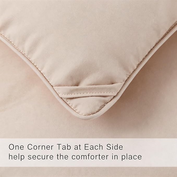 COHOME Premium California King Size Comforter, All-Season Quilted Down Alternative Duvet Insert, Luxury Hotel GentleSoft Comforter with Anti-Clump Tech & 8 Tabs - Reversible - Beige 96x104 inches