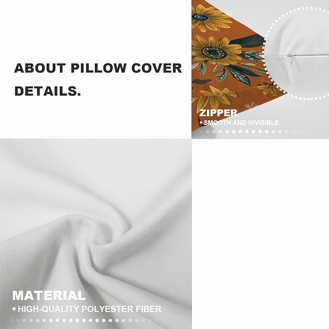 Shrahala Natural Aesthetic Organic Decorative Throw Pillow Cover, Free Form Flowers Earthy Color Square Pillowcase Blended Double-Sided No Inserts for Bedroom Living Room Set of 2 (16 X 16 in)