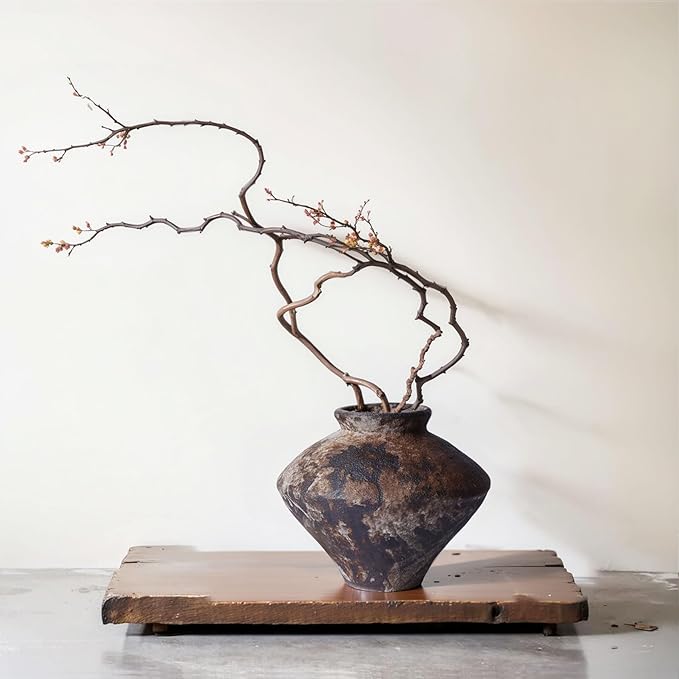 Wabi Sabi Rusty Vintage Vase, 6.3" Tall Wabi Sabi Decor Rustic Farmhouse Pottery Vase for Centerpiece, Textured Pottery Flower Vases for Home Decorative, Table, Living Room, Bedroom, Bathroom, Kitchen
