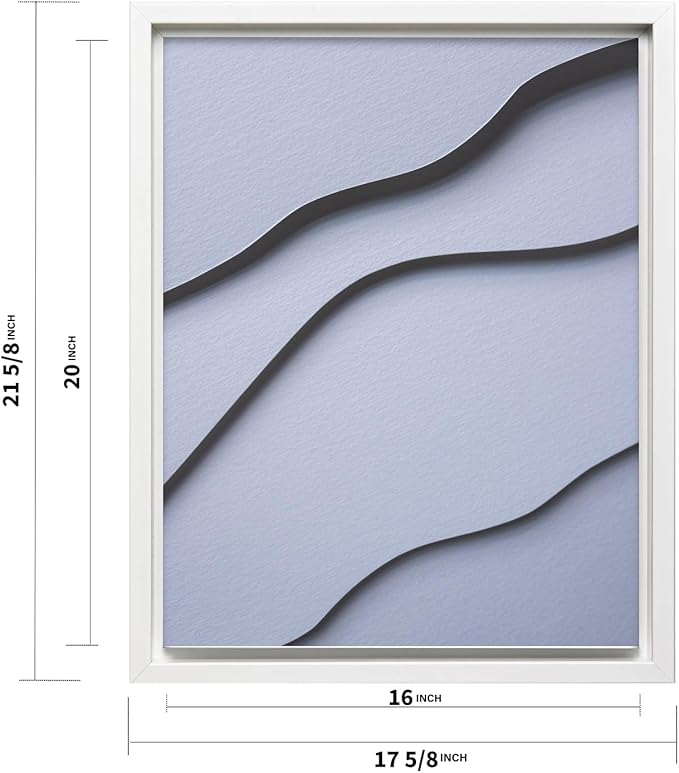 Monem Art Minimalist White Paper Waves Print - Abstract Scandinavian Texture Poster - Wall Decor for Living Room, Bedroom or Office - 16x20 White Framed CANVAS Wall Art by Mareike Bohmer