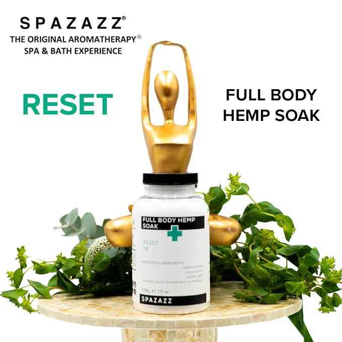 Spazazz Full Body Hemp Soak - 1000mg Hemp - Spa Hot Tub & Bath Aromatherapy Bath Salt Crystals - 538g/19oz (Reset 06)