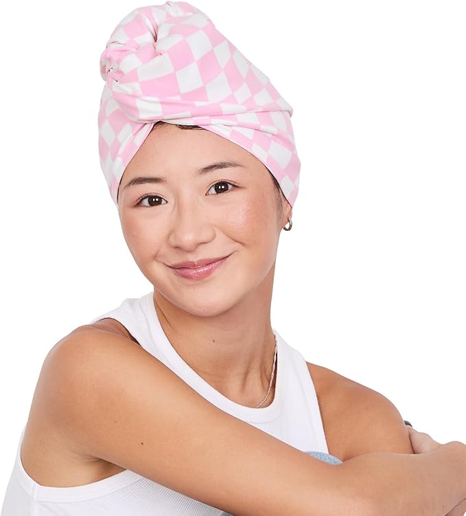 Dock & Bay Turban Hair Towel - for Home & The Beach - Super Absorbent, Quick Dry - Bubblegum Boardwalk
