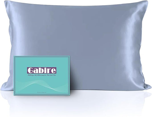 Gabire Mulberry Silk Pillowcase for Hair and Skin Prevent Acne Pillow Cases Both Sides Real Silk Pillowcases Organic Silk Pillowcase with Hidden Zipper, Dusty Blue, King (20"×36")