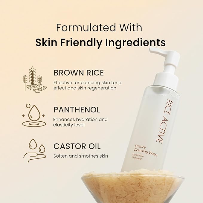 THE SKIN HOUSE Korean Rice Micellar Cleansing Water – Gentle Low pH Makeup Remover for Light Daily Makeup | Hydrating Rice Essence | No-Rinse, Non-Irritating Cleanser for Sensitive Skin | 5.07 fl.oz