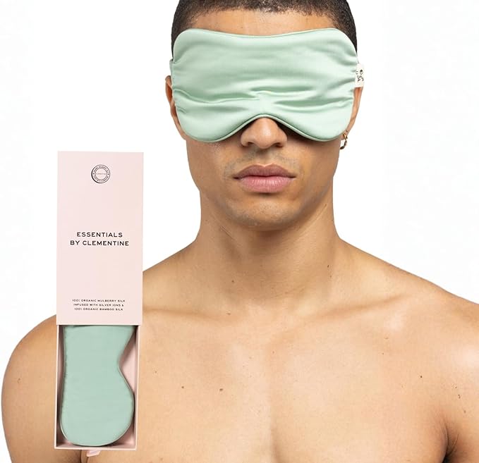Clementine Mulberry Silk Sleep Mask | Full Blackout Contoured Eye Mask for Sleeping | Organic & Non-Toxic | Oversized Night Blindfold | Hypoallergenic & Frizz-Free Eye Cover for Deep Sleep