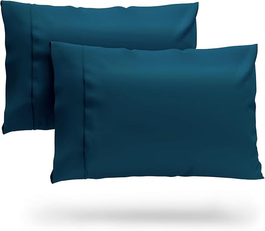 Cosy House Collection 100% Rayon Derived from Bamboo Pillowcase Set | Cooling, Breathable, Silky Soft 2-Piece Envelope Closure Pillow Case Cover Set (King, Marine Blue)